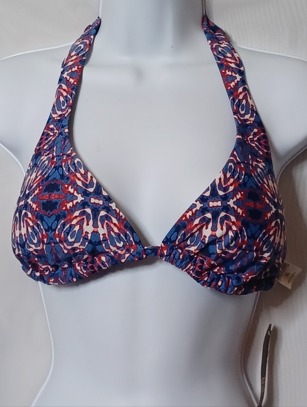 Converse One Star Halter Bikini Top in Blue & Red Abstract Print. Size XL
